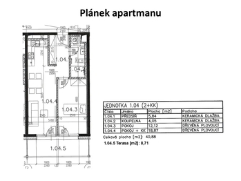 Plánek apartmánu - Prodej bytu 2+kk v osobním vlastnictví 56 m², Janské Lázně