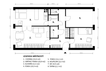 půdorys - Prodej bytu 3+1 v osobním vlastnictví 66 m², Praha 8 - Kobylisy
