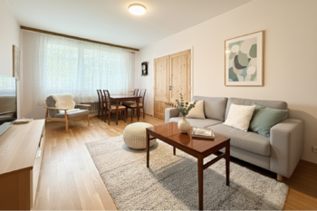 vizualizace - obývací pokoj  - Prodej bytu 3+1 v osobním vlastnictví 66 m², Praha 8 - Kobylisy