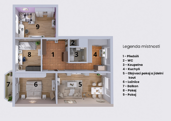 Půdorys - Prodej bytu 4+1 v osobním vlastnictví 102 m², Kroměříž