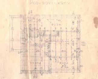 Půdorys podkroví - Prodej domu 151 m², Lužná