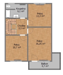 půdorys 3 NP - Prodej domu 152 m², Hradec Králové