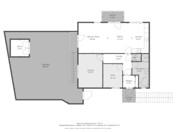 půdorys - Prodej bytu 3+kk v osobním vlastnictví 78 m², Mníšek pod Brdy