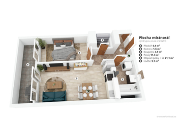 Pronájem bytu 2+kk v osobním vlastnictví 55 m², Praha 9 - Vysočany