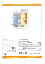 Schéma bytu - Pronájem bytu 1+kk v osobním vlastnictví 26 m², Rakovník