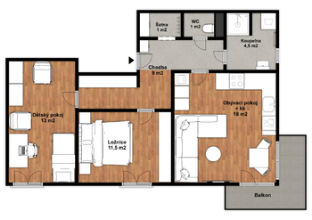Pronájem bytu 3+kk v osobním vlastnictví 63 m², Kamenice