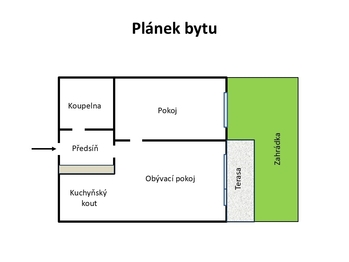 Plánek bytu - Pronájem bytu 2+kk v osobním vlastnictví 60 m², Praha 6 - Suchdol