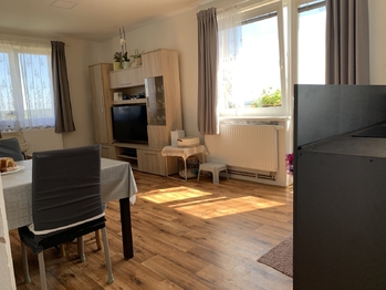 pohled z kuchyně do obývacího pokoje  - Prodej bytu 3+kk v osobním vlastnictví 120 m², Mšecké Žehrovice