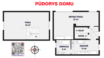 Půdorys domu - Prodej domu 107 m², Hřivice