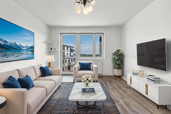 Vizualizace obývací pokoj - Prodej bytu 3+kk v osobním vlastnictví 82 m², Praha 5 - Sobín
