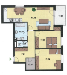 Půdorys - Prodej bytu 3+kk v osobním vlastnictví 82 m², Praha 5 - Sobín