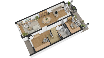 Půdorys - přízemí - Prodej domu 132 m², Hradec Králové