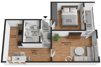 Prodej bytu 2+1 v osobním vlastnictví 51 m², Lošany