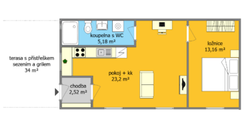 Pronájem bytu 2+kk v osobním vlastnictví 48 m², Brno