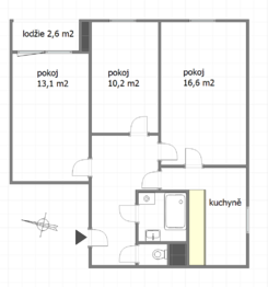 plánek - Prodej bytu 3+1 v osobním vlastnictví 62 m², Praha 9 - Kyje