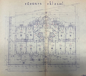 Půdorys dispozice přízemí BD- tech. dok z archívu ST.Ú. - Prodej nájemního domu 1106 m², Ústí nad Labem