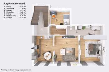 Půdorys patra. - Prodej domu 155 m², Ledenice