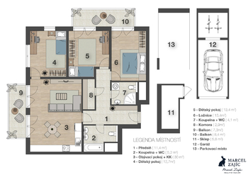 Prodej bytu 4+kk v osobním vlastnictví 115 m², Praha 9 - Letňany