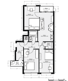 Půdorys - Prodej bytu 3+1 v osobním vlastnictví 78 m², Praha 9 - Černý Most