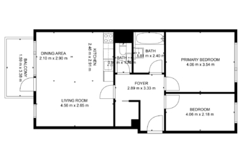 Půdorys bytu - Pronájem bytu 3+kk v osobním vlastnictví 68 m², Praha 9 - Černý Most