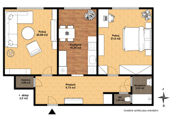 Prodej bytu 2+1 v osobním vlastnictví 74 m², Praha 7 - Holešovice