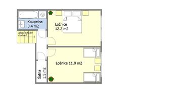 Orientační půdorys bytu patro - Pronájem bytu 3+1 v osobním vlastnictví 98 m², Praha 5 - Smíchov