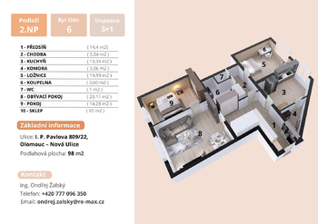 Prodej bytu 3+1 v osobním vlastnictví 98 m², Olomouc