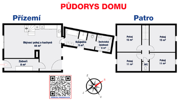 Půdorys domu - Prodej domu 147 m², Roudnice nad Labem