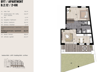 Prodej bytu 2+kk v osobním vlastnictví 59 m², Praha 5 - Košíře