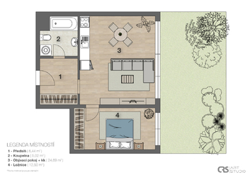 Prodej bytu 2+kk v osobním vlastnictví 51 m², Praha 9 - Letňany
