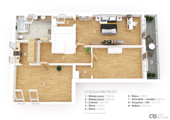 3D 1. patro - Prodej domu 355 m², Brandýs nad Labem-Stará Boleslav