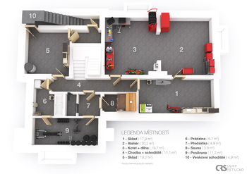 3D suterén - Prodej domu 355 m², Brandýs nad Labem-Stará Boleslav
