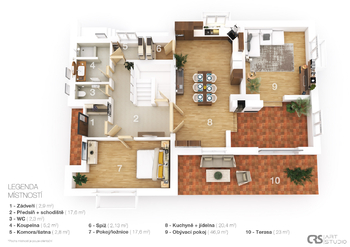 3D přízemí - Prodej domu 355 m², Brandýs nad Labem-Stará Boleslav