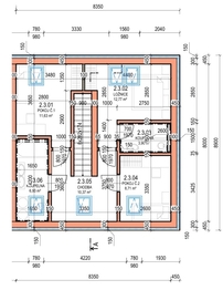 Výkres 2NP - Prodej domu 132 m², Vlasatice