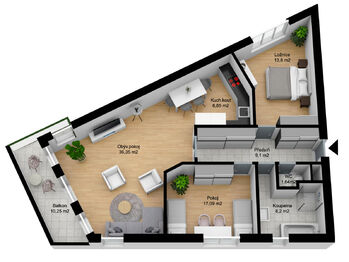 Pronájem bytu 3+kk v osobním vlastnictví 95 m², Praha 5 - Smíchov