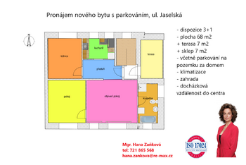 plánek - Pronájem bytu 3+1 v osobním vlastnictví 82 m², České Budějovice