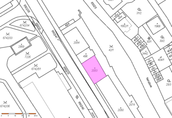 Snímek z katastrální mapy - Prodej bytu 2+1 v osobním vlastnictví 54 m², Kraslice