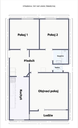 Půdorys - Prodej bytu 3+1 v osobním vlastnictví 78 m², Ústí nad Labem