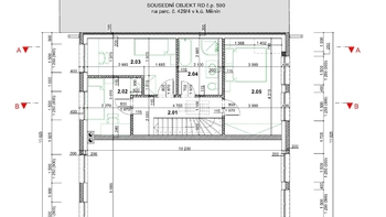 Dispozice 2NP - Prodej domu 92 m², Měnín
