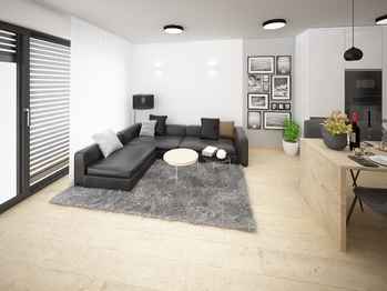 Vizualizace kuchyně a obývací pokoj - Prodej domu 92 m², Měnín