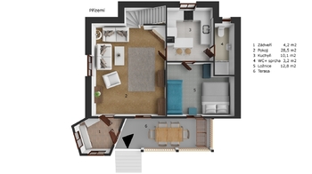 půdorys - přízemí - Prodej domu 115 m², Struhařov