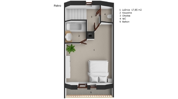 půdorys - první patro - Prodej domu 115 m², Struhařov