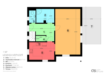 Plán přízemí - Prodej domu 112 m², Nupaky