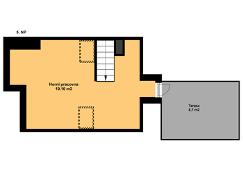podkrovní pracovna s terasou - Pronájem kancelářských prostor 363 m², Praha 4 - Krč