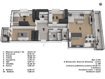 Prodej bytu 4+kk v osobním vlastnictví 122 m², Dolní Břežany