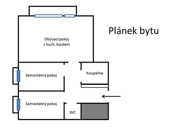 Plánek bytu - Pronájem bytu 3+kk v osobním vlastnictví 85 m², Praha 9 - Hostavice