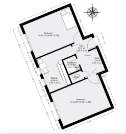 Půdorys - Prodej bytu 2+1 v družstevním vlastnictví 52 m², Praha 6 - Břevnov