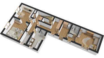 Půdorys 1.NP - Prodej domu 132 m², Hradec Králové