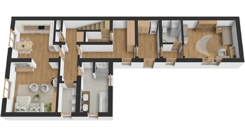 Půdorys 1.NP - Prodej domu 132 m², Hradec Králové