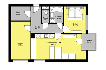 Prodej bytu 3+kk v osobním vlastnictví 73 m², Kladno